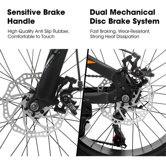 20" Fat Tire Mountain Bike – 7-Speed, Dual Disc Brakes (City & Trail)