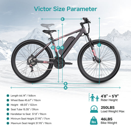 350W City E-Bike – 20" Frame, 21-Speed Gears, 25-Mile Range