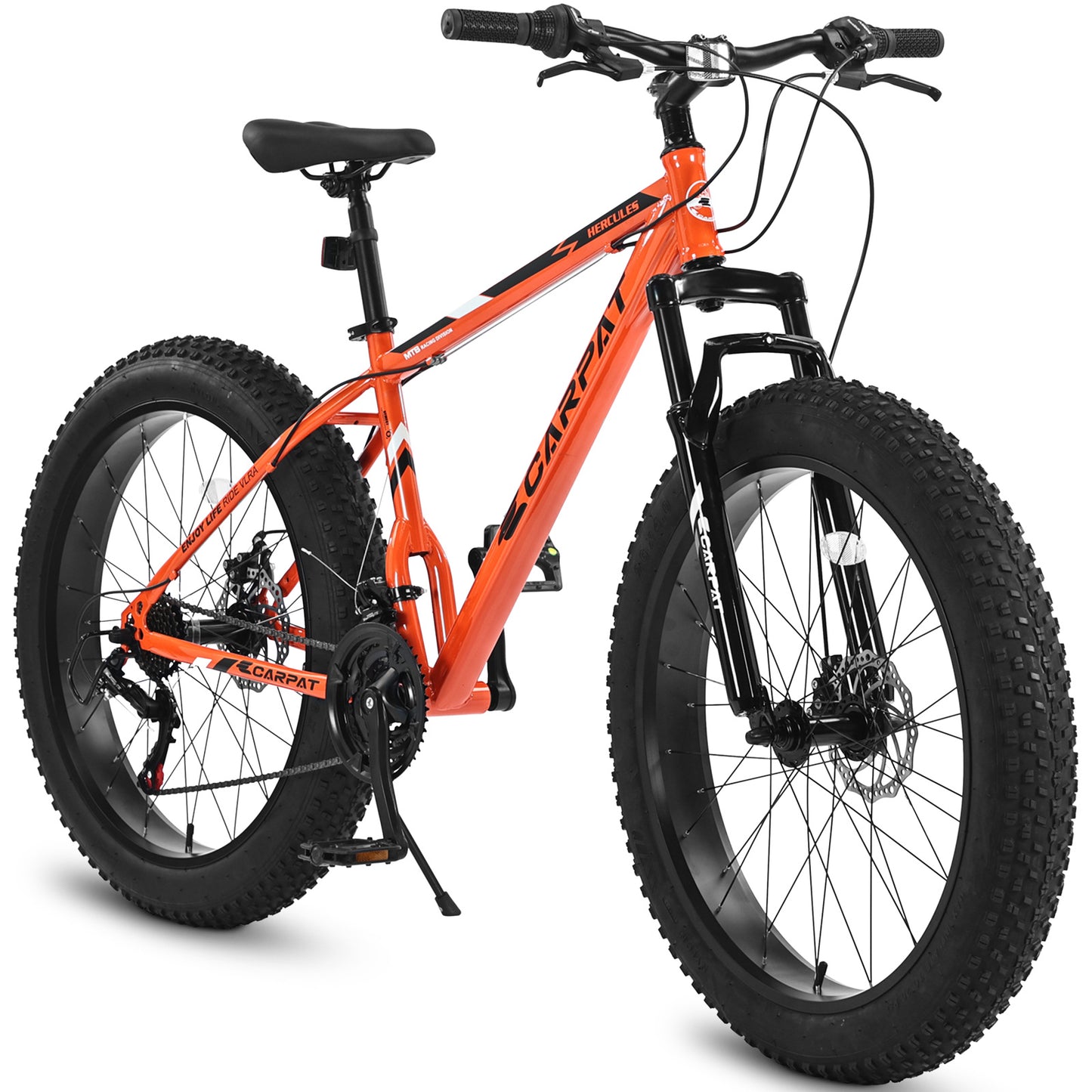 26" Fat Tire Mountain Bike – 21-Speed Shimano, Dual Disc Brakes (All-Terrain)