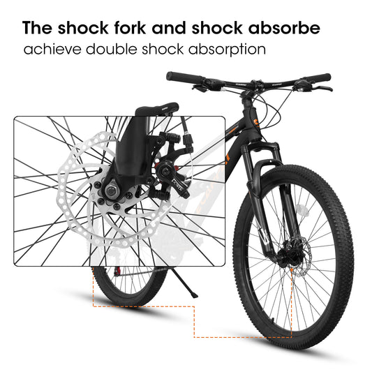 26" Steel Frame Mountain Bike – Shock Fork, 21-Speed (Unisex)