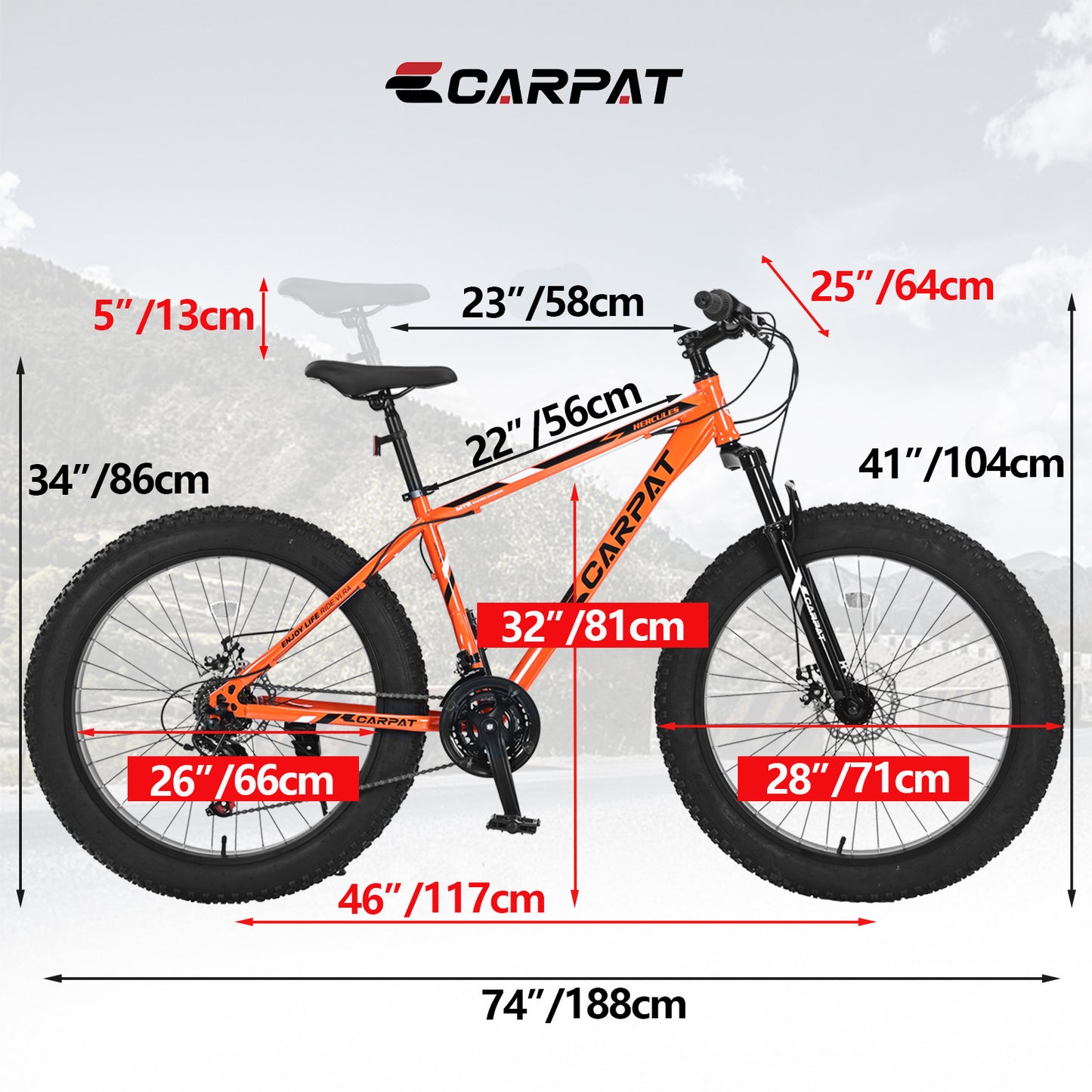 26" Trail Mountain Bike – 21-Speed, Dual Disc Brakes (Orange)