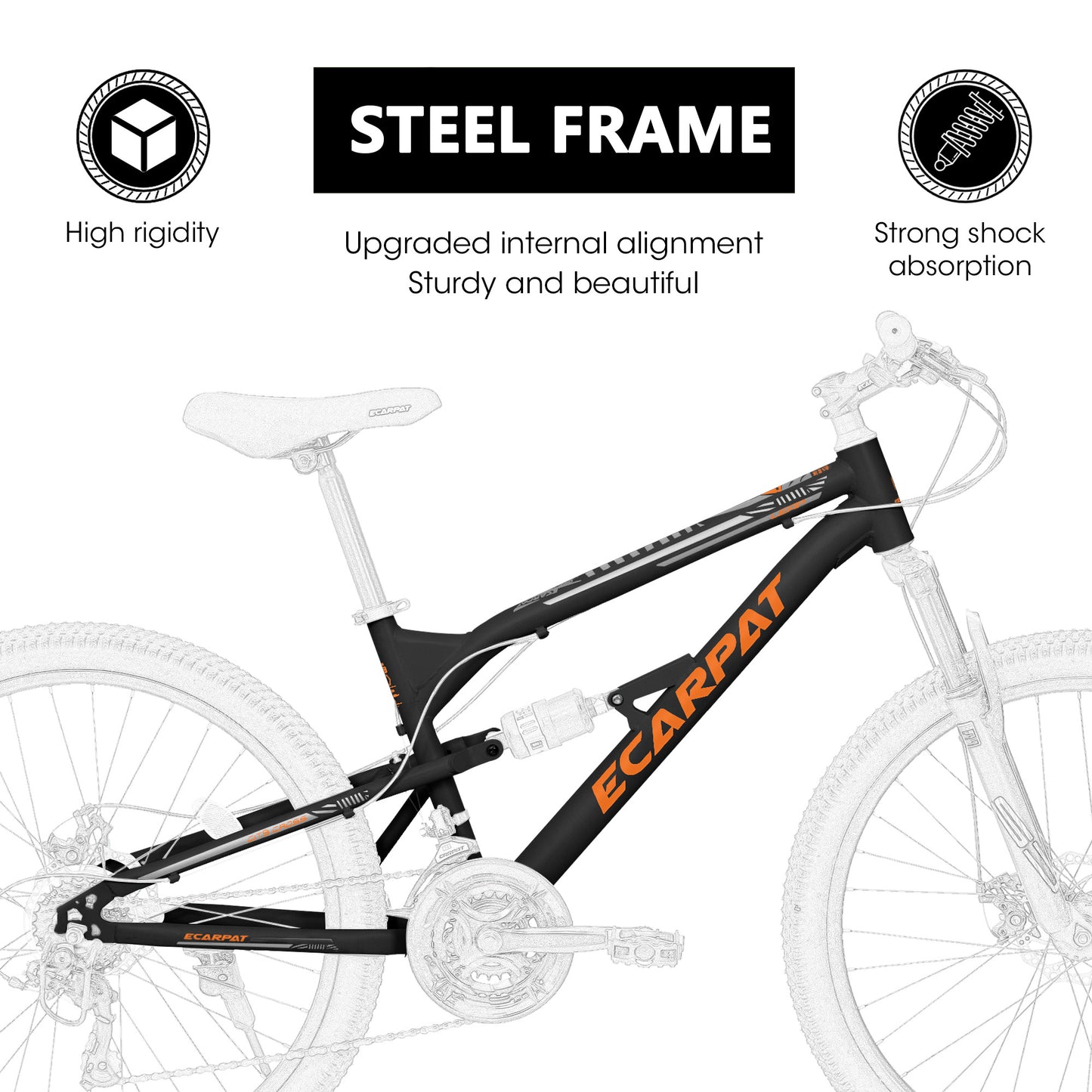 26" Steel Frame Mountain Bike – Shock Fork, 21-Speed (Unisex)