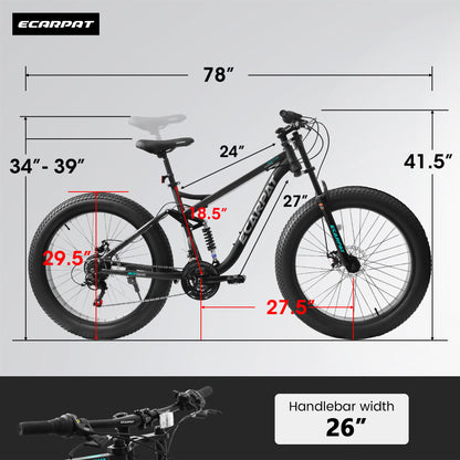 26" Trail Mountain Bike – Steel Frame, 21-Speed Shimano (Black)