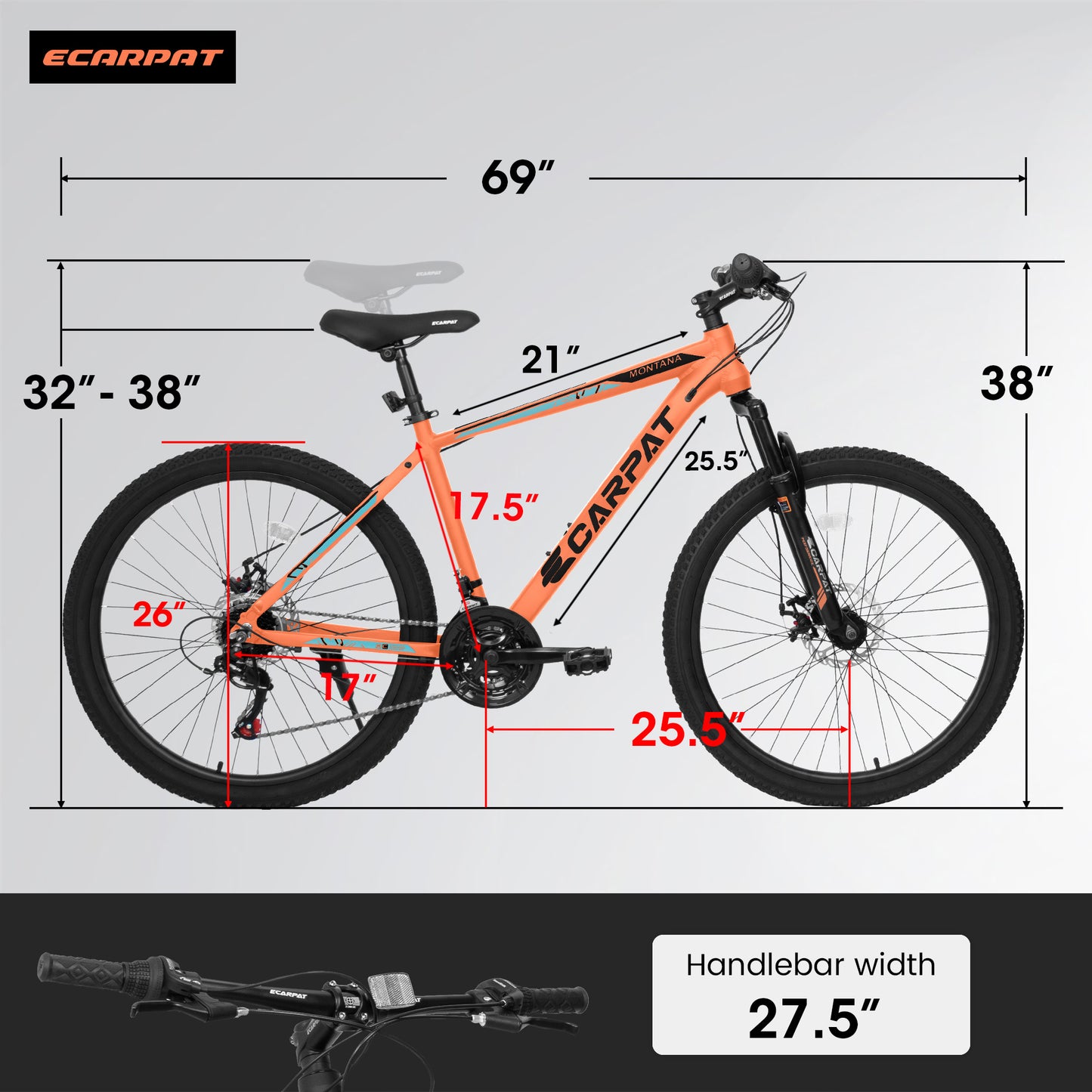 26" Aluminum Frame Mountain Bike – 21-Speed Disc Brake, Front Suspension