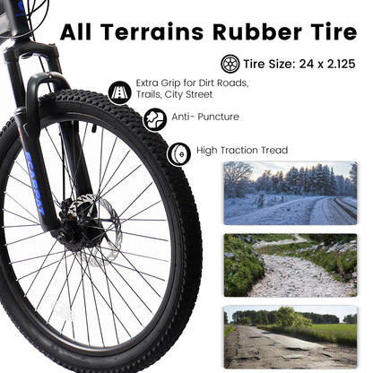 Mountain Bike – TrailX 24” | Full Suspension | 21-Speed | Black