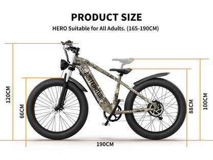 52V All-Terrain Fat Tire E-Bike – 26" Tires, 20Ah Battery, Hydraulic Disc Brakes