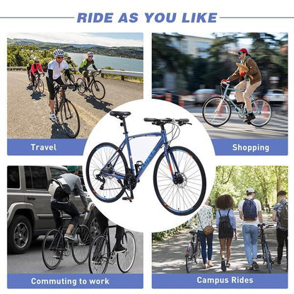 700C Hybrid Road & City Bike – 24-Speed Disc Brake (Men & Women)