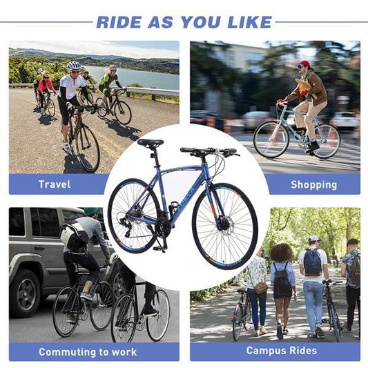 700C Hybrid Road & City Bike – 24-Speed Disc Brake (Men & Women)