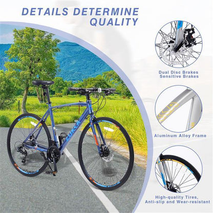 700C Hybrid Road & City Bike – 24-Speed Disc Brake (Men & Women)