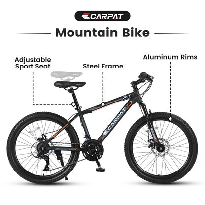 24" Youth Mountain Bike – 21-Speed Shimano, Dual Disc Brakes