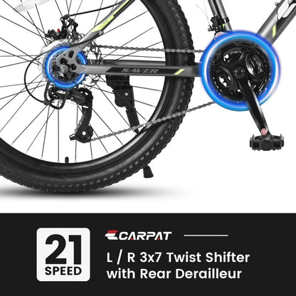 24" All-Terrain Youth Mountain Bike – Steel Frame, 21-Speed Shimano