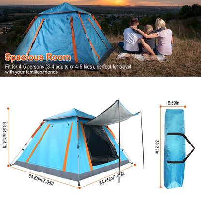 4-5 Person Waterproof Camping Tent – Double Layer, Mosquito Nets & Carry Bag