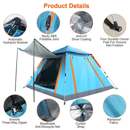 4-5 Person Waterproof Camping Tent – Double Layer, Mosquito Nets & Carry Bag