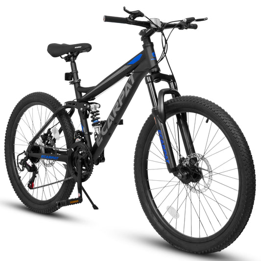 Mountain Bike – TrailX 24” | Full Suspension | 21-Speed | Black