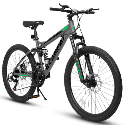 Mountain Bike – TrailX 24” | Full Suspension | 21-Speed | Gray