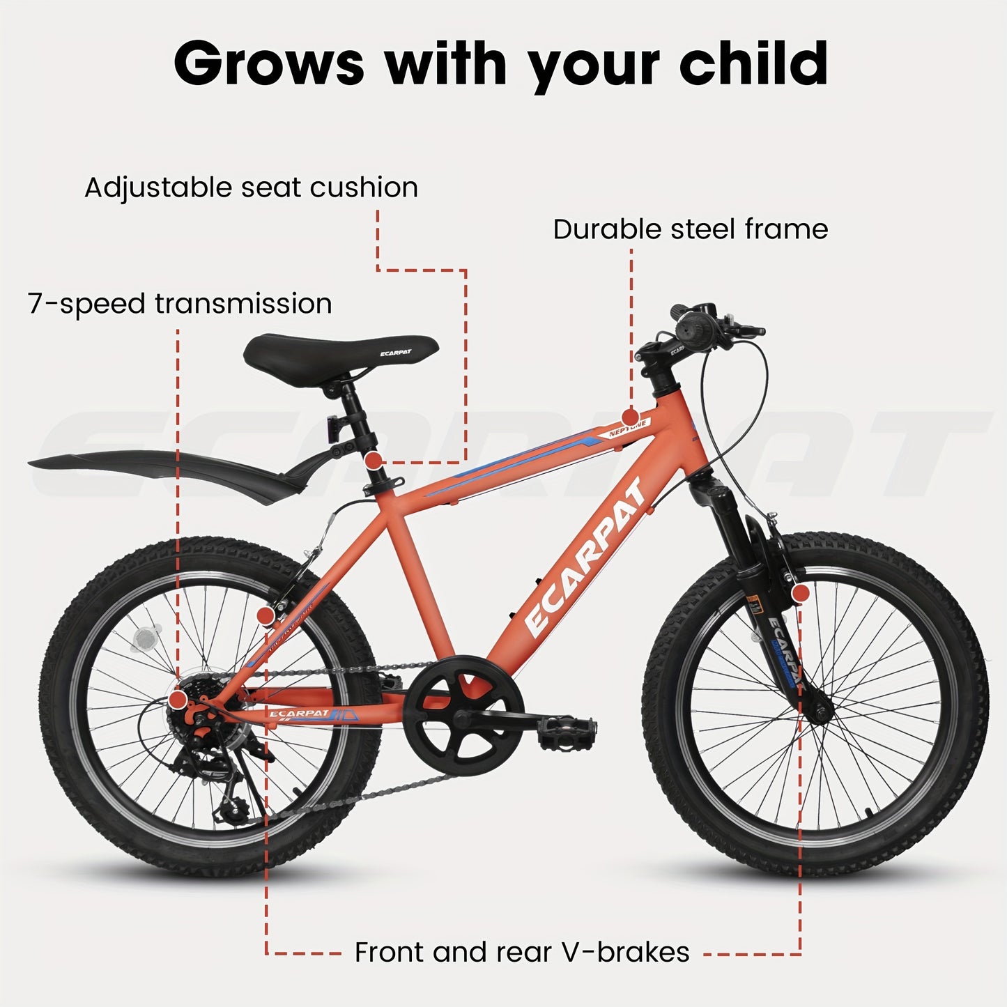 20" Kids Mountain Bike – 7-Speed, Front Suspension (Boys & Girls)