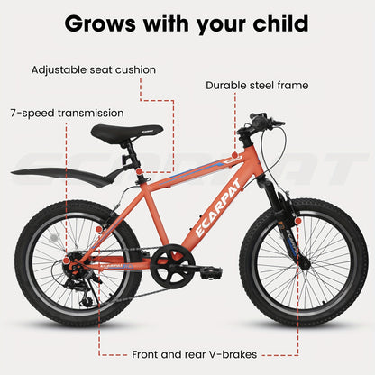 20" Kids Mountain Bike – 7-Speed, Front Suspension (Boys & Girls)