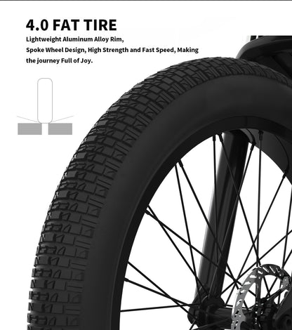 52V All-Terrain Fat Tire E-Bike – 26" Tires, 20Ah Battery, Hydraulic Disc Brakes