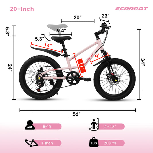 Kids Mountain Bike – TrailKid 20” | Front Suspension | 7-Speed | Pink