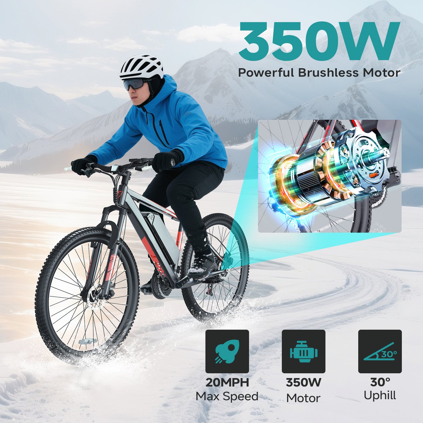 350W City E-Bike – 20" Frame, 21-Speed Gears, 25-Mile Range