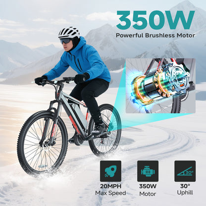 350W City E-Bike – 20" Frame, 21-Speed Gears, 25-Mile Range
