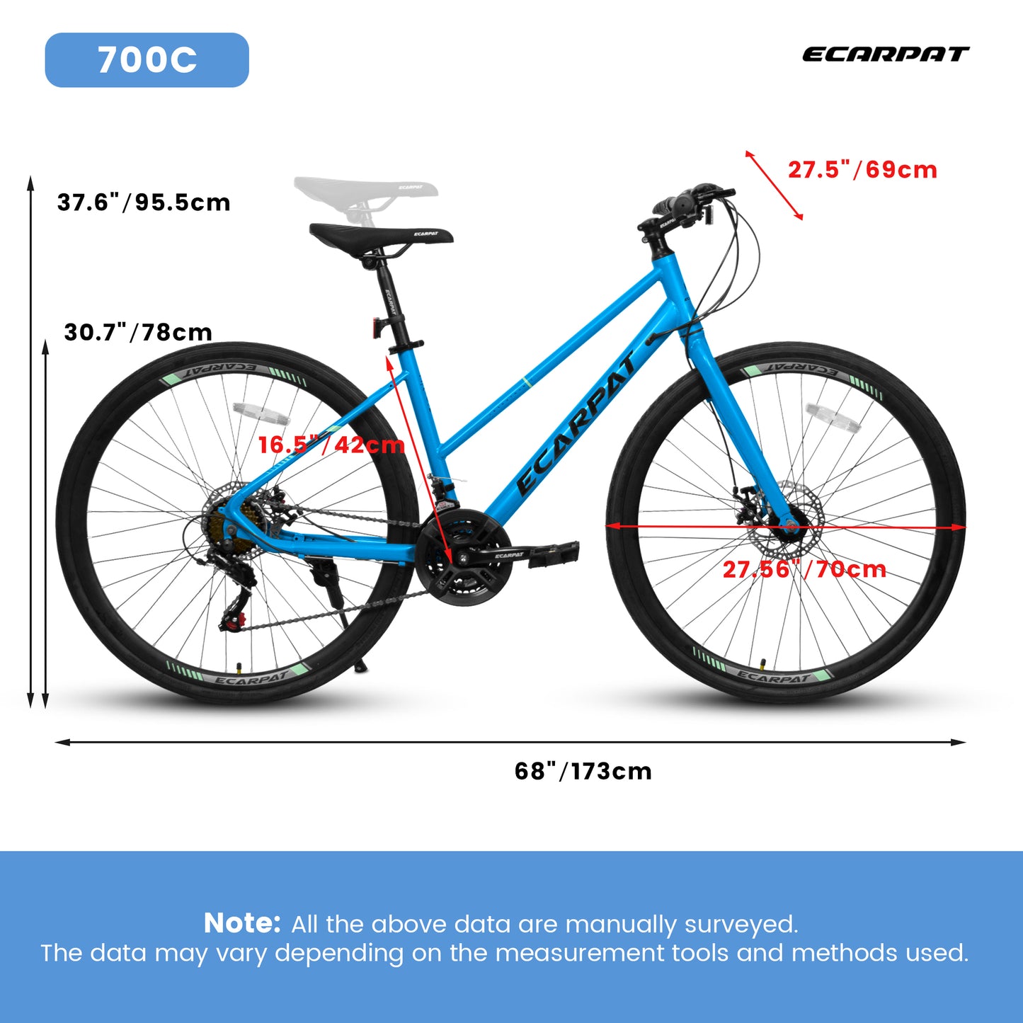 Road Bike – UrbanRide 700C | 21-Speed | Disc Brakes | Black Blue