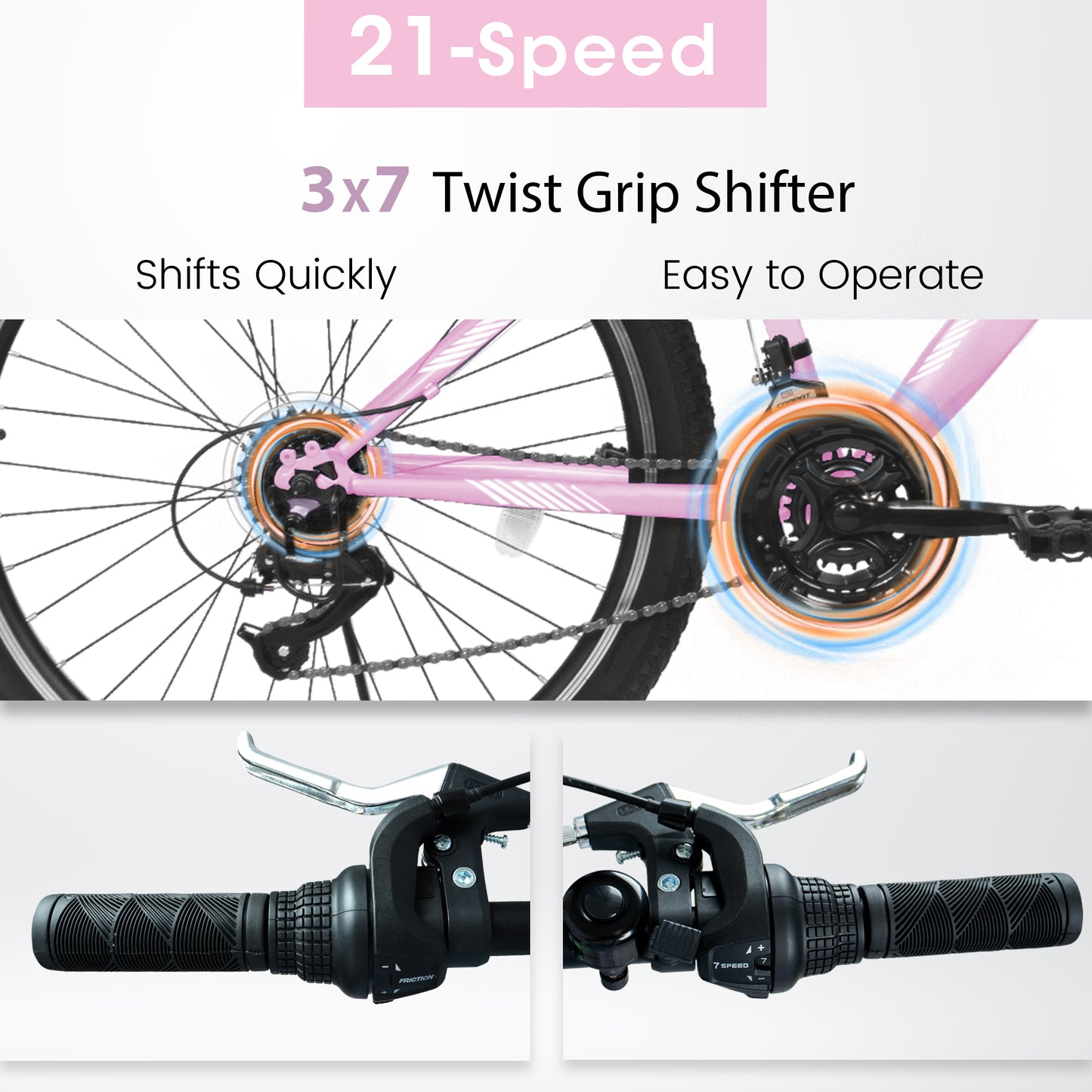Mountain Bike – TrailLite 26” | Front Suspension | 21-Speed | Pink