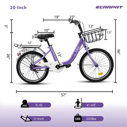 Kids Bike – CityCruze 20” | Coaster Brake | Single Speed | Purple