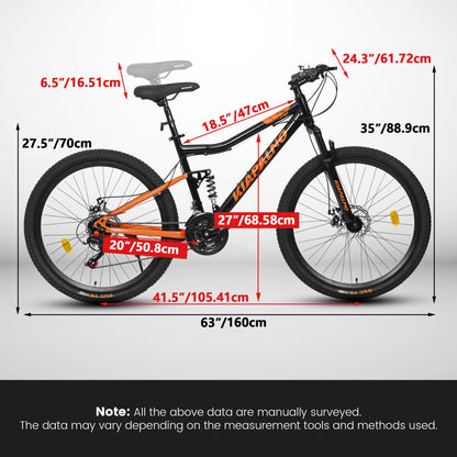 26" Shock-Absorbing Mountain Bike – 21-Speed Shimano (Unisex)