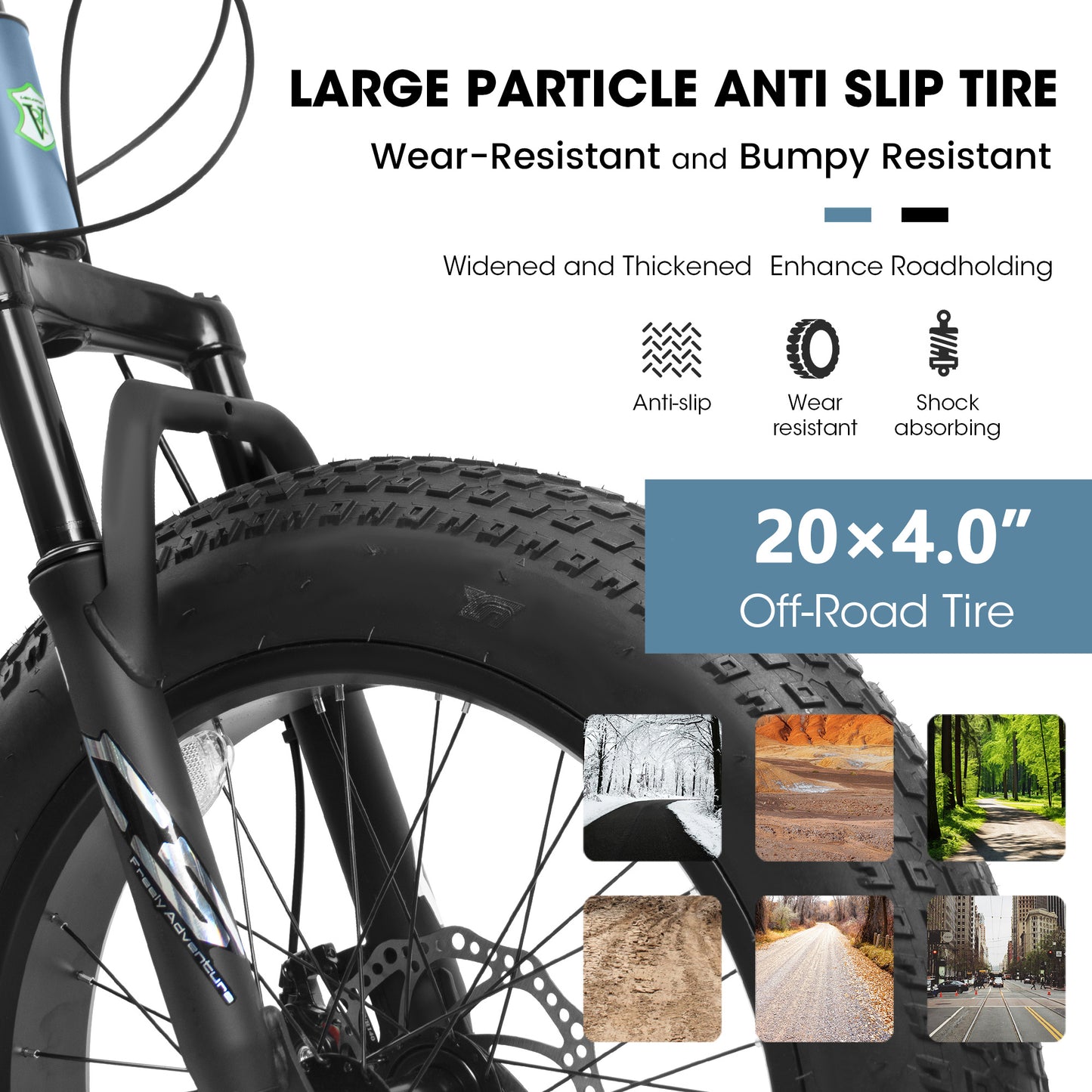 20" Fat Tire Mountain Bike – 7-Speed, Dual Disc Brakes (City & Trail)