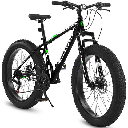 26" Fat Tire Mountain Bike – 21-Speed Shimano, Dual Disc Brakes (All-Terrain)
