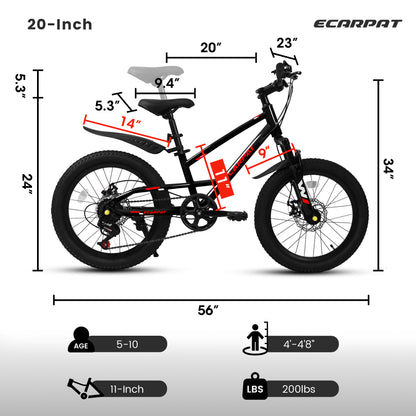 Kids Mountain Bike – TrailKid 20” | Front Suspension | 7-Speed | Black