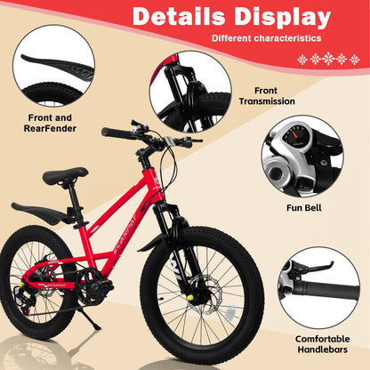Kids Mountain Bike – TrailKid 20” | Front Suspension | 7-Speed | Red