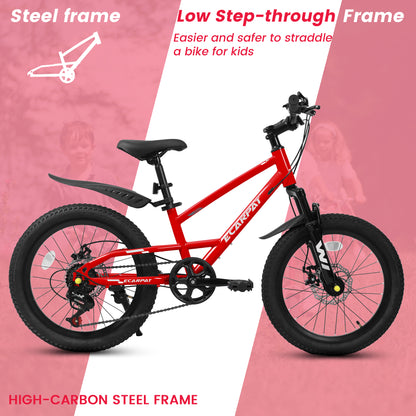 Kids Mountain Bike – TrailKid 20” | Front Suspension | 7-Speed | Red