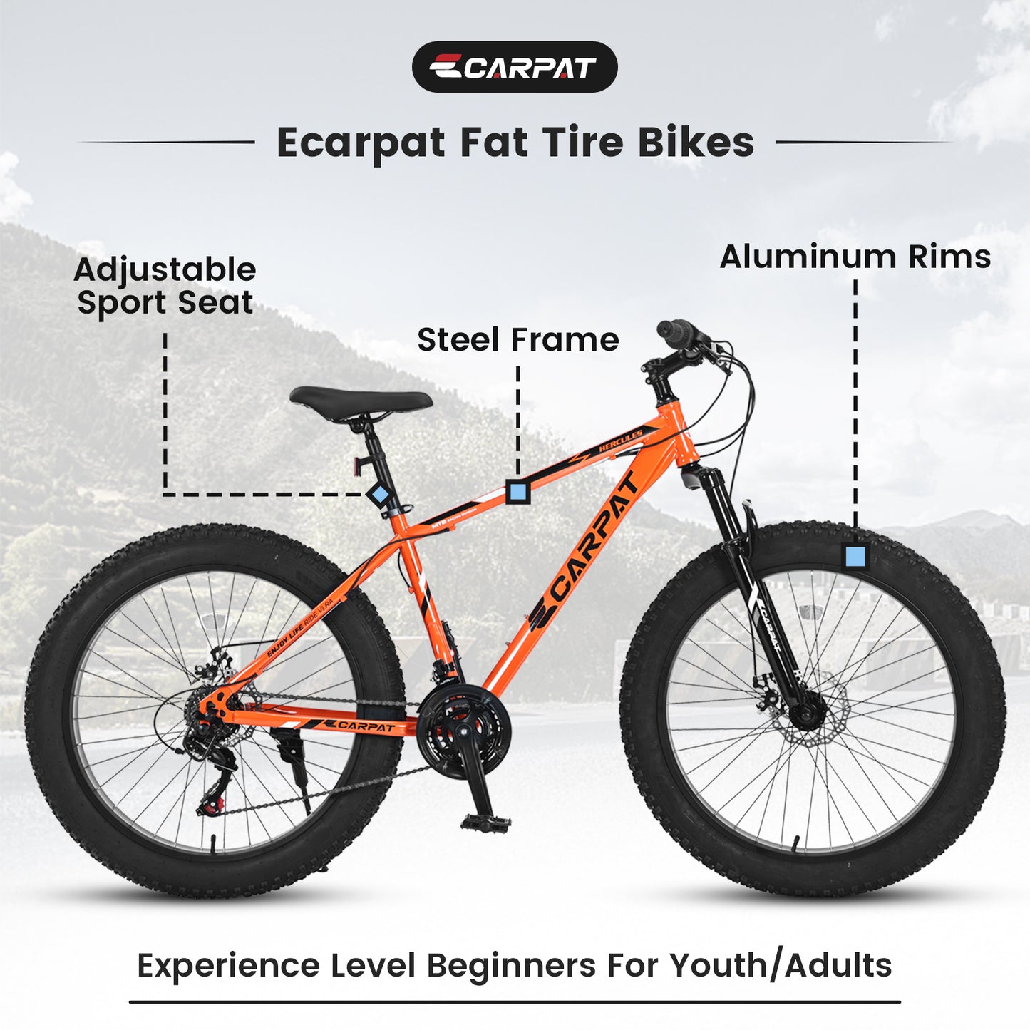 26" Trail Mountain Bike – 21-Speed, Dual Disc Brakes (Orange)