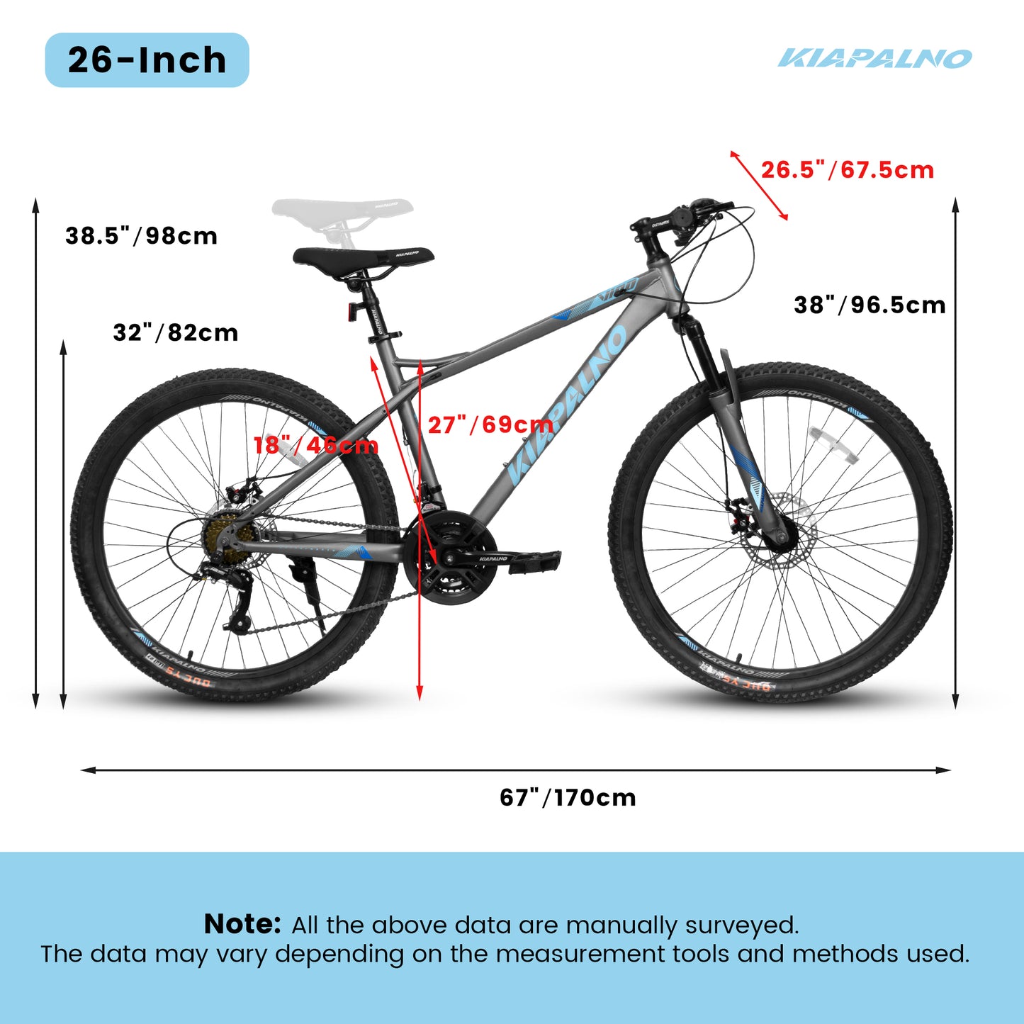 Mountain Bike – RidgeLine 26” | Hardtail | 21-Speed | Blue-Grey