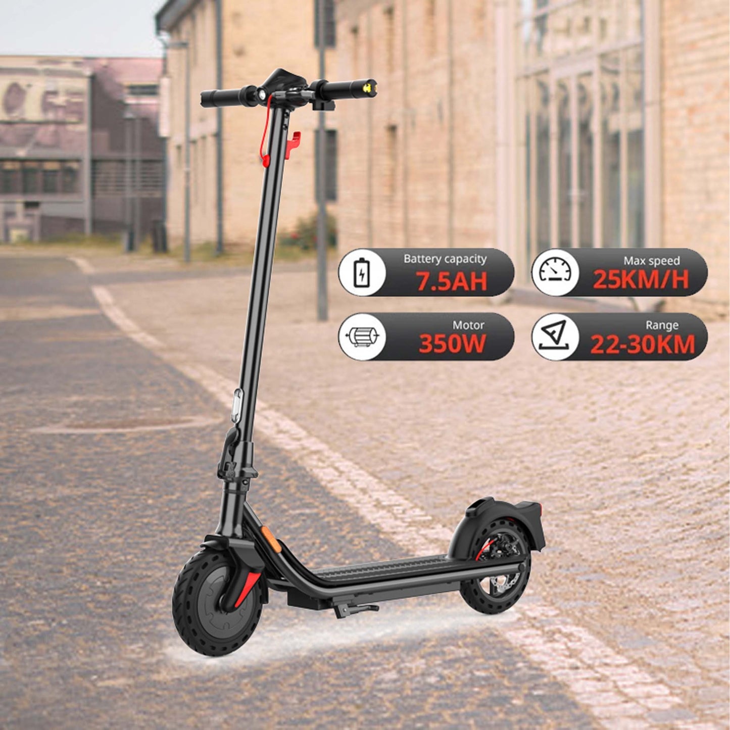 350W Foldable Commuting Escooter For Adults, Personal Electric Scooter 36V 7.5AH  Max Speed 12.5mph & Range 16 Miles, 220Lbs Max Load