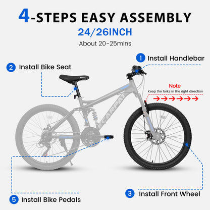 Mountain Bike – TrailX 26” | Full Suspension | 21-Speed | Black