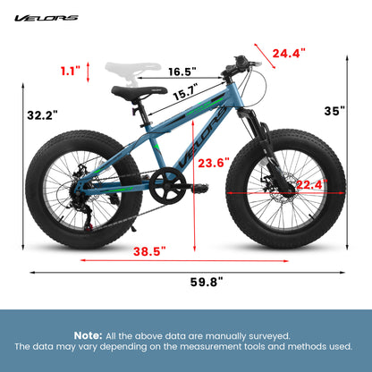 20" Fat Tire Mountain Bike – 7-Speed, Dual Disc Brakes (City & Trail)