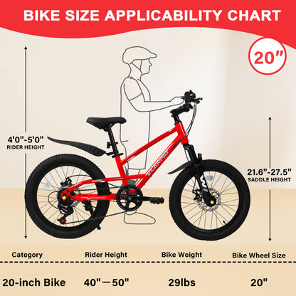 Kids Mountain Bike – TrailKid 20” | Front Suspension | 7-Speed | Red