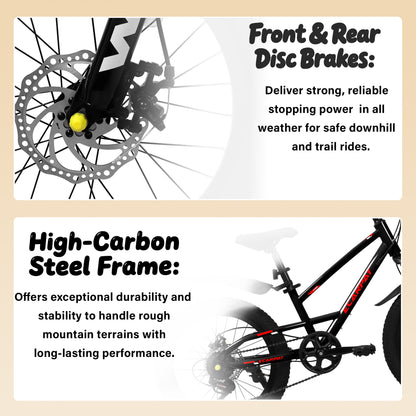 Kids Mountain Bike – TrailKid 20” | Front Suspension | 7-Speed | Black