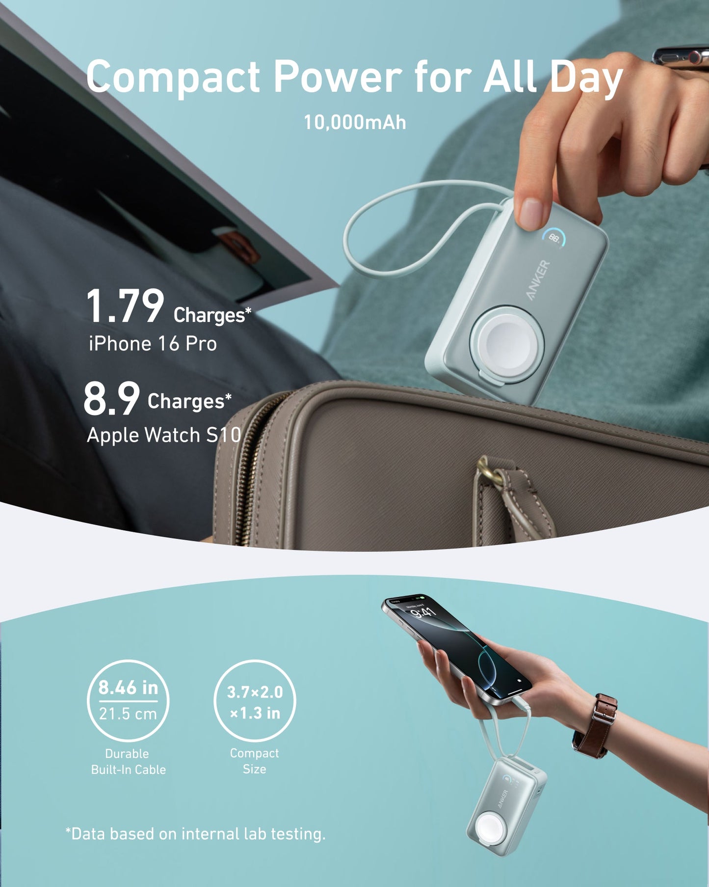 Anker MagGo Power Bank (10K, 35W, For Apple Watch)