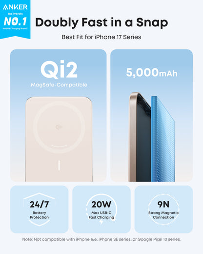 Anker Nano Power Bank (5K, MagGo, Slim)