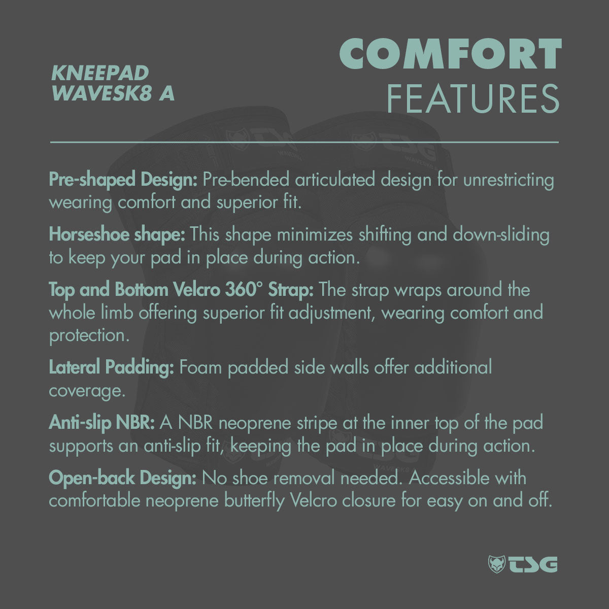 TSG - Kneepad Wavesk8 A - Black (Skate Knee Pads)