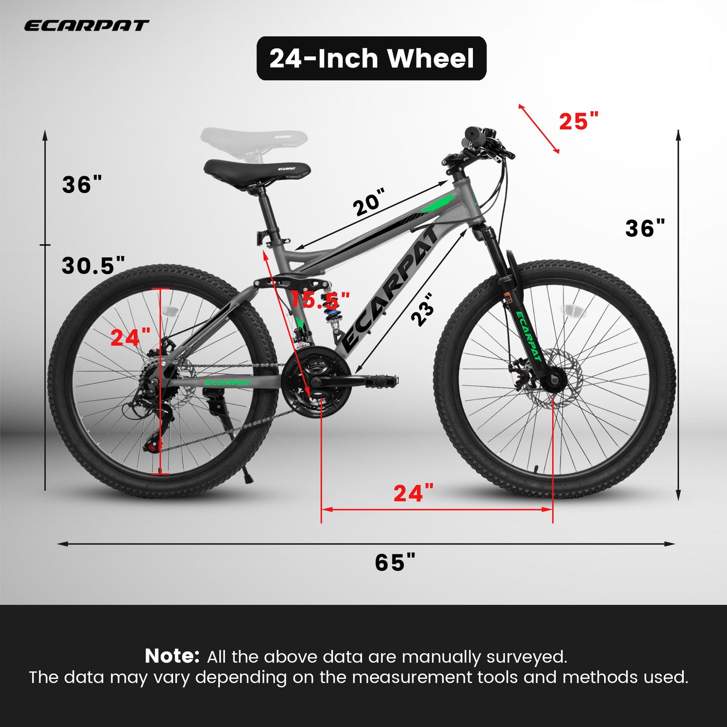 Mountain Bike – TrailX 24” | Full Suspension | 21-Speed | Gray