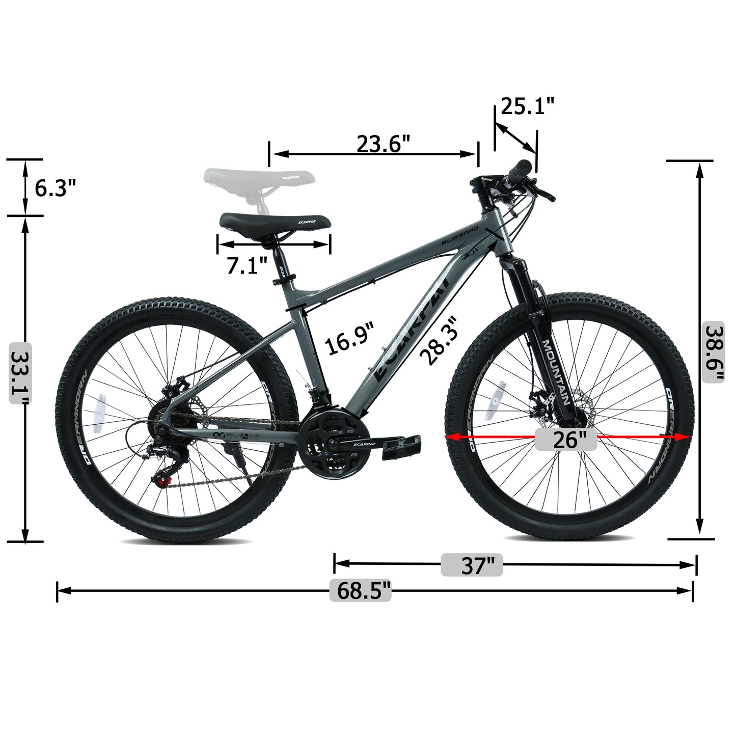 Mountain Bike – AllTrail 26” | Hardtail | 21-Speed | Grey-Black