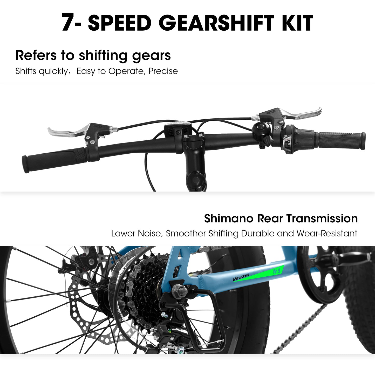 20" Fat Tire Mountain Bike – 7-Speed, Dual Disc Brakes (City & Trail)