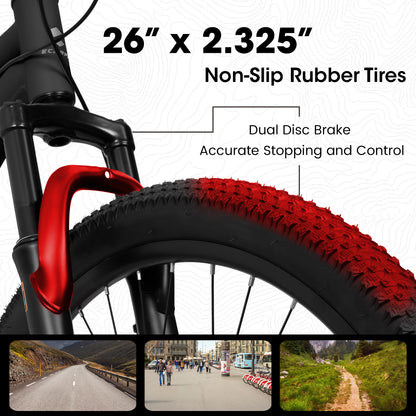 Mountain Bike – RidgeLine 26” | Hardtail | 21-Speed | Black-Orange