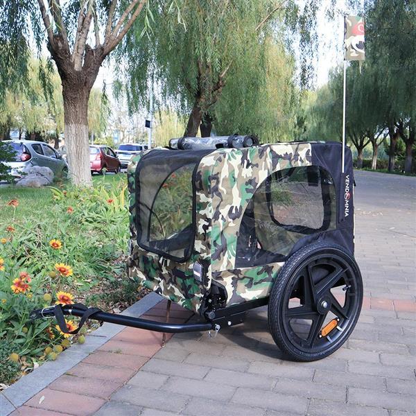 Camouflage Folding Bike Trailer – Cargo Carrier for Camping & Travel