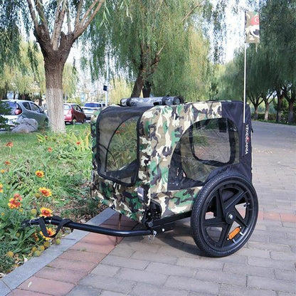 Camouflage Folding Bike Trailer – Cargo Carrier for Camping & Travel